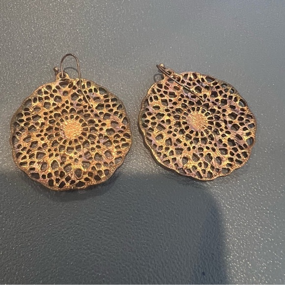 Copper Colored Filigree Earrings for Pierced Ears - Picture 7 of 7